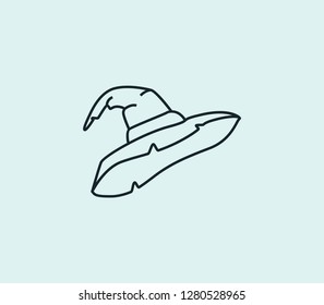 Witch hat icon line isolated on clean background. Witch hat icon concept drawing icon line in modern style. Vector illustration for your web mobile logo app UI design.