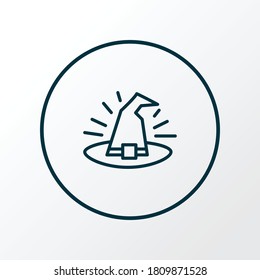 Witch hat icon line symbol. Premium quality isolated magician cap element in trendy style.