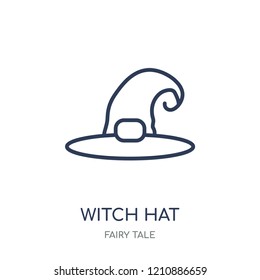 Witch hat icon. Witch hat linear symbol design from Fairy tale collection. Simple outline element vector illustration on white background.