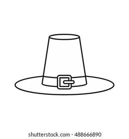 Witch hat icon in outline style isolated on white background. Tricks symbol vector illustration