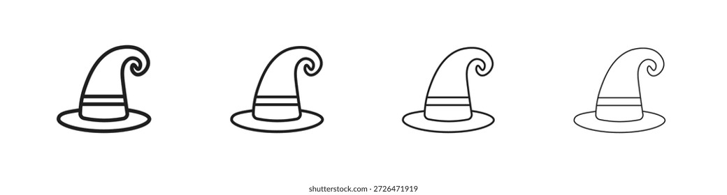 Icono de sombrero de bruja esboza la tendencia de las versiones simples modernas