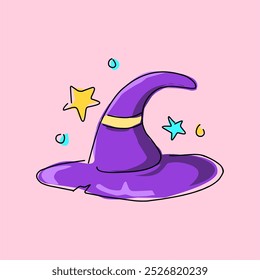 Witch hat icon purple, witch hat clipart, halloween element