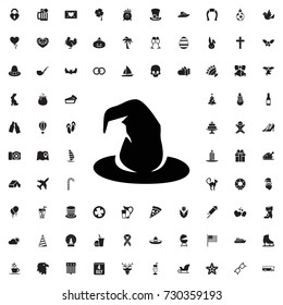 Witch hat icon. set of filled holiday icons.