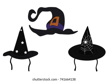 Witch hat icon set vector illustration on isolated background.