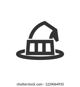 Witch hat icon in thick outline style. Black and white monochrome vector illustration.