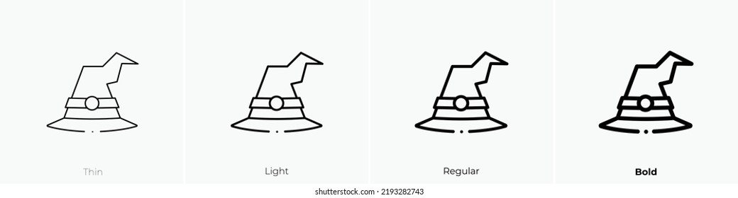 witch hat icon. Thin, Light Regular And Bold style design isolated on white background