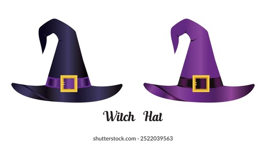 Witch hat icon, vector in flat style isolated on white background. Witch hat icon, vector, Halloween hat art symbol, silhouette. Magic hat icon, symbol. Vector illustration.