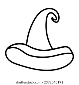 Vector de icono de sombrero de bruja. Signo de ilustración de Halloween. Símbolo de bruja o logotipo.