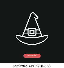 witch hat icon vector. Linear style sign for mobile concept and web design. witch hat symbol illustration. Pixel vector graphics - Vector.