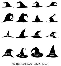 Witch hat icon vector set. Halloween illustration sign collection. Witch symbol or logo.