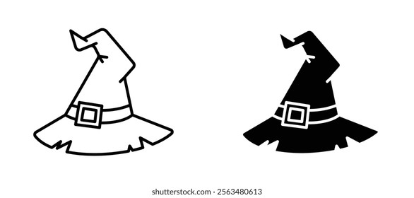 Witch hat icons in outline and fill. vector illustration for ui.