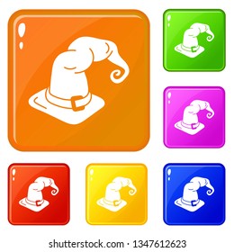 Witch hat icons set collection vector 6 color isolated on white background