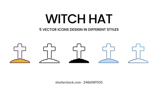 Witch Hat icons vector set stock illustration.