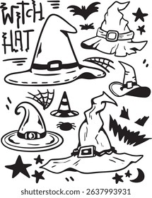 Witch hat illustration pack good for celebrating event or brand