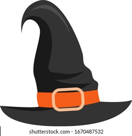 Witch hat, illustration, vector on white background.