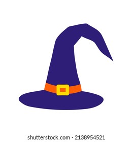 Witch hat isolated illustration on white background. Purple Witch Hat Icon