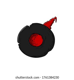 Witch hat. Isolated object on white. Vector cartoon illustration. Hand-drawn style.