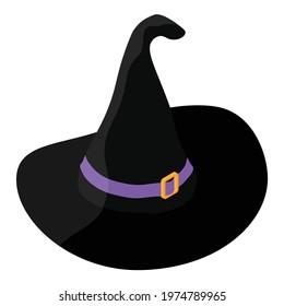 Witch hat isolated on white background, vector