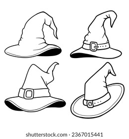 witch hat line art vector illustration 