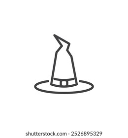 Icono de línea de sombrero de bruja. signo de estilo lineal para concepto móvil y Diseño web. Icono de Vector de contorno de sombrero de bruja. Símbolo, ilustración del logotipo. Gráficos de Vector
