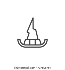 Witch hat line icon, outline vector sign, linear style pictogram isolated on white. Holiday symbol, logo illustration. Editable stroke