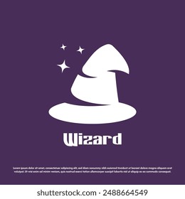 Witch hat logo design illustration. Silhouette of witch accessories magic tools. Minimal simple flat object icon symbol.