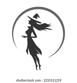 Witch, witch hat  logo icon design illustration