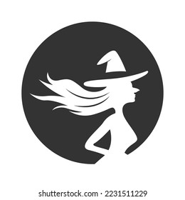 Witch, witch hat  logo icon design illustration