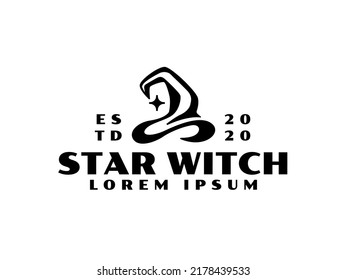 Witch hat logo. Wizard or witch hat premium vector