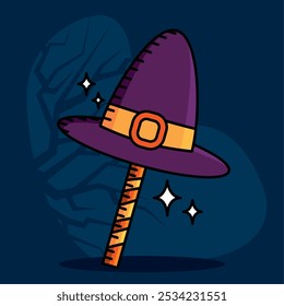 Witch hat lollipop for fun Halloween party decoration, Vector