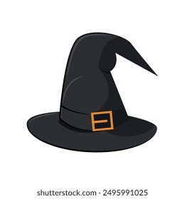 Witch hat. Magic hat. Decorative element for Halloween design. Vector illustration 