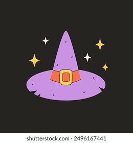 Witch hat. Magic, witchcraft. Vector illustration in flat style