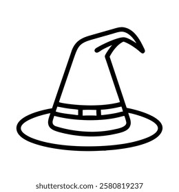 Witch hat mystic sorcery line art isolated vector