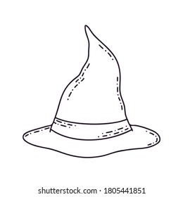 Witch hat. Mystical vector illustration for Halloween. Beautiful icon in the style of cartoon for the autumn holiday Halloween.