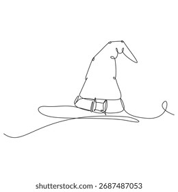 Witch Hat One Line Drawing Illustration