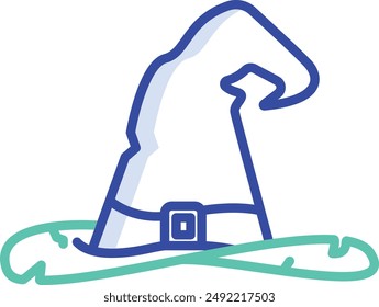Witch Hat outline color vector illustration