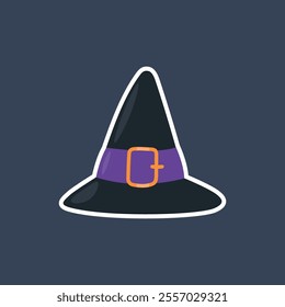 witch hat with outline in flat vector design.