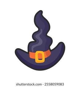 witch hat with outline in flat vector design.