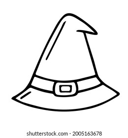 Witch hat outline icon. Costume and halloween. Vector illustration isolated on white.