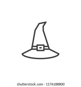 Witch hat outline icon. linear style sign for mobile concept and web design. Halloween costume line vector icon. Symbol, logo illustration. Pixel perfect vector graphics