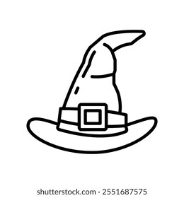 Witch Hat Outline Icon, Vector illustration