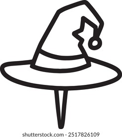 Witch Hat outline Vector illustration on white Background.
