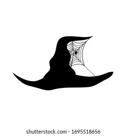 Witch Hat Over White Background for Creating Halloween Designs.  Vector illustration.