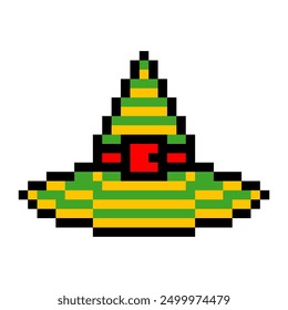 Witch hat in pixel art style