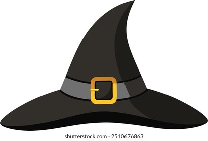 Witch Hat - Pointy, black hat with a buckle.