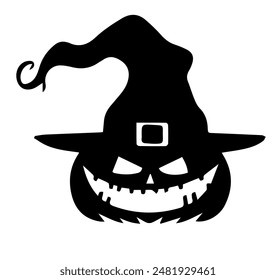 Witch Hat Pumpkin Silhouette vector
