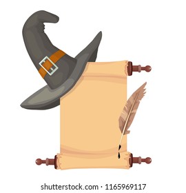 witch hat and scroll halloween illustration