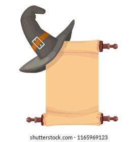 witch hat and scroll halloween illustration