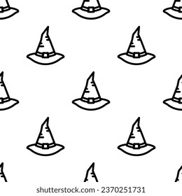 Witch hat seamless pattern background.