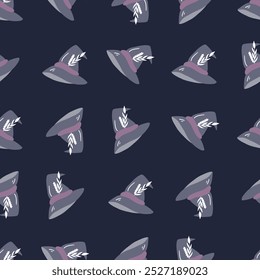 Witch hat seamless pattern. Spooky halloween. Hand drawn vector illustration